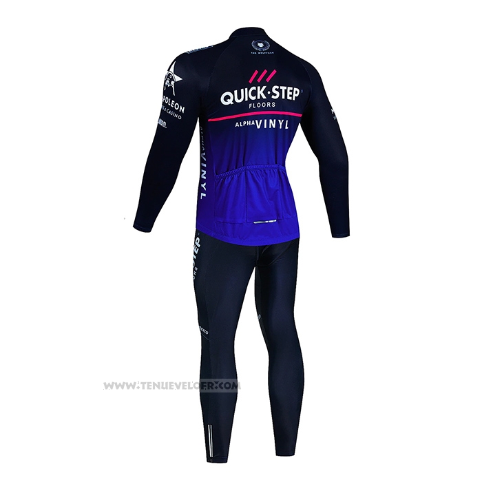 2023 Maillot Cyclisme Deceuninck Quick Step Noir Bleu Manches Longues et Cuissard